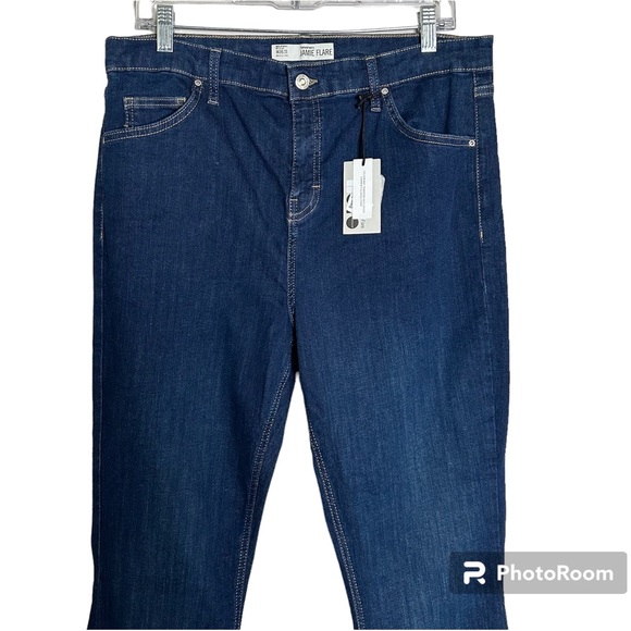 TOPSHOP MOTTO Jamie Flare High Waist Stretch Blue Jeans - Picture 2 of 15